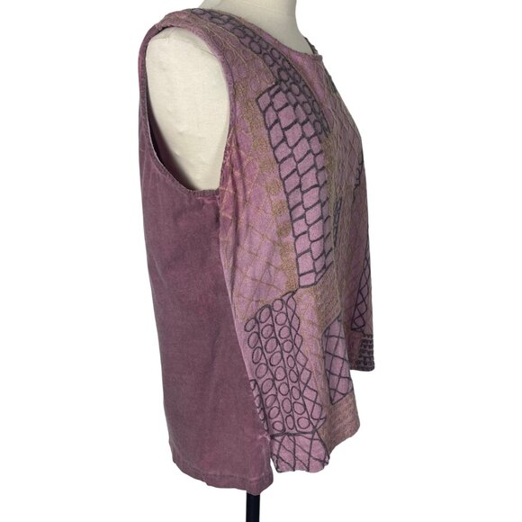 Parsley & Sage Patchwork Embroidered Cardigan Jacket Tank Set 1X Pink Lagenlook - Picture 10 of 12